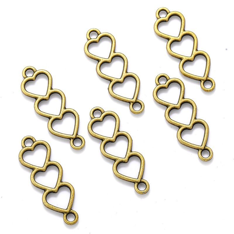 30PCS Triple Heart Connector for Jewelry Making Findings 8x24mm