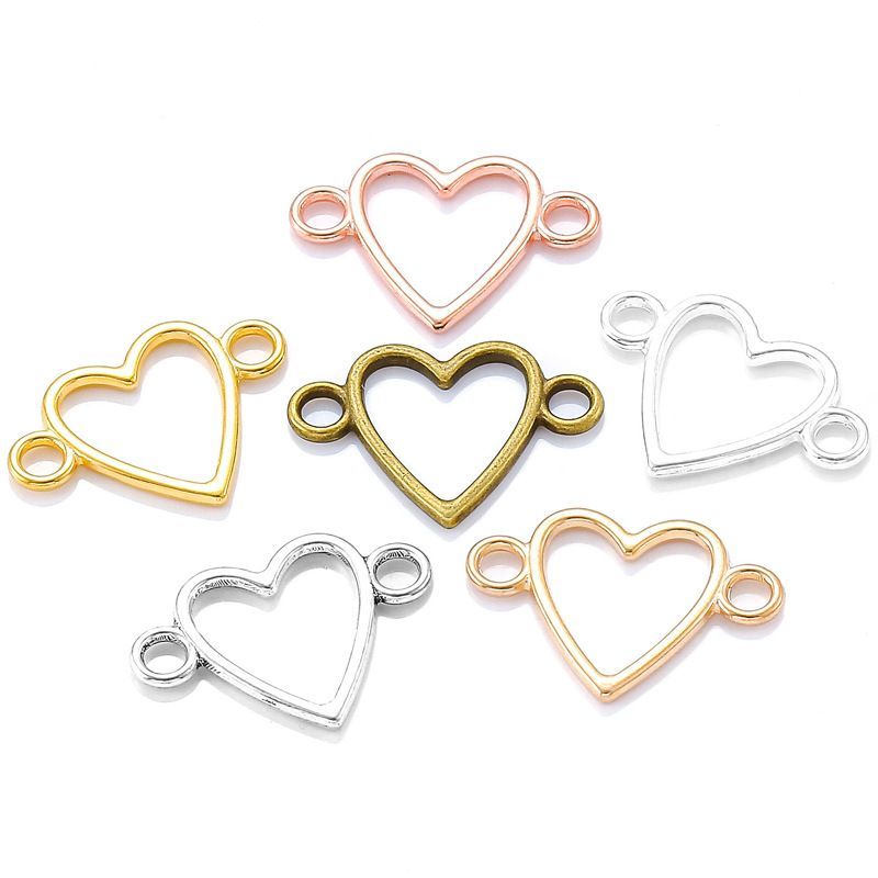 20PCS Heart Connector for Jewelry Making Findings 16x23mm
