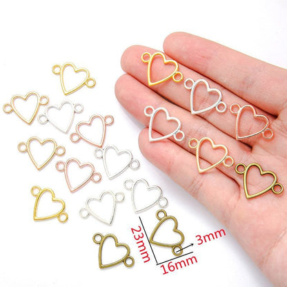20PCS Heart Connector for Jewelry Making Findings 16x23mm