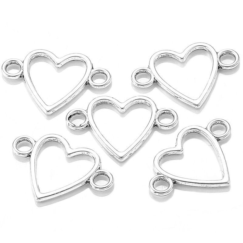 20PCS Heart Connector for Jewelry Making Findings 16x23mm