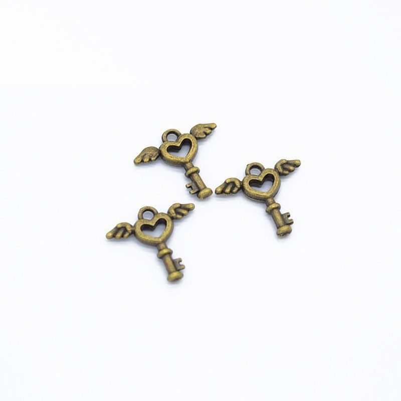 30PCS Angel Love Key Charm for Jewelry Making Findings 14x15mm