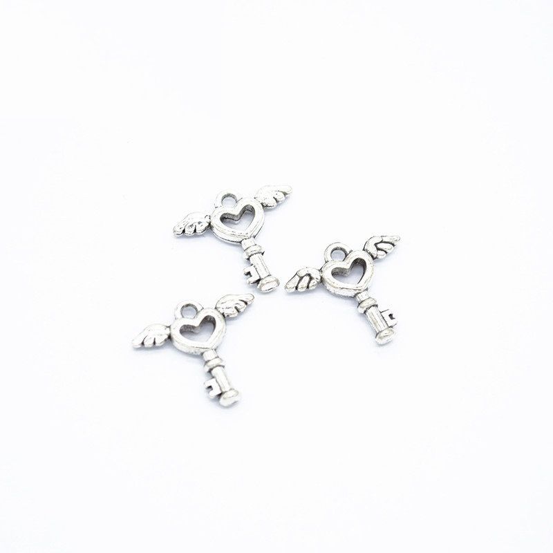 30PCS Angel Love Key Charm for Jewelry Making Findings 14x15mm