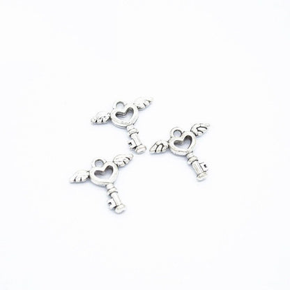 30PCS Angel Love Key Charm for Jewelry Making Findings 14x15mm