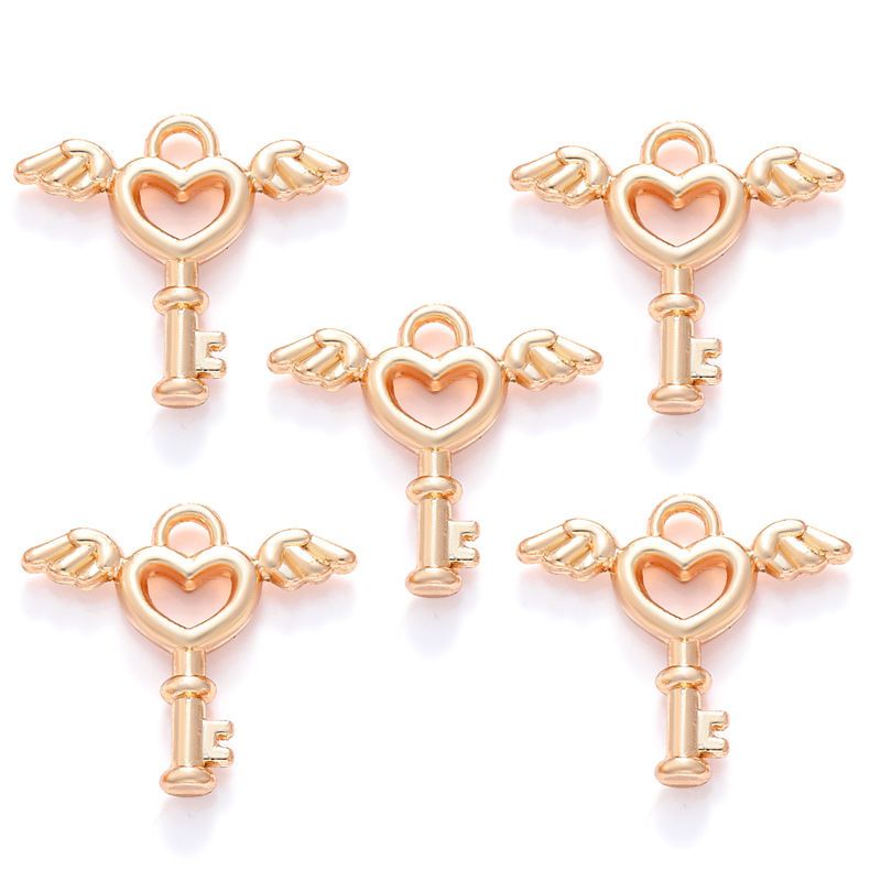 30PCS Angel Love Key Charm for Jewelry Making Findings 14x15mm