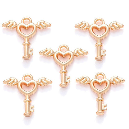 30PCS Angel Love Key Charm for Jewelry Making Findings 14x15mm