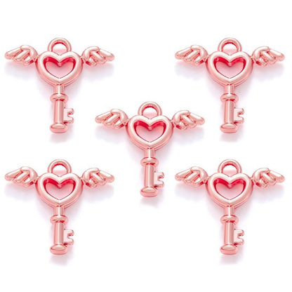 30PCS Angel Love Key Charm for Jewelry Making Findings 14x15mm