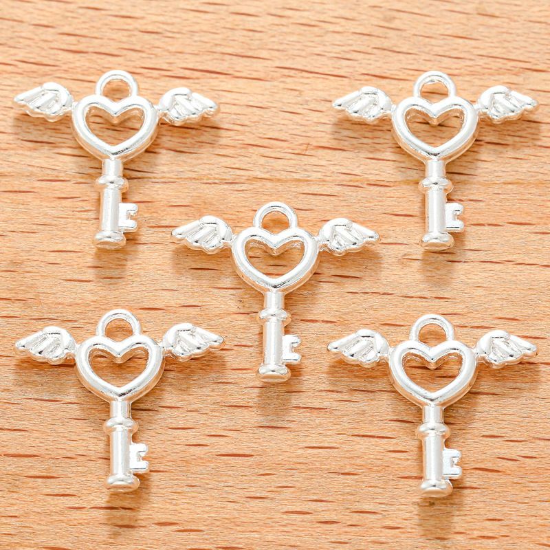 30PCS Angel Love Key Charm for Jewelry Making Findings 14x15mm