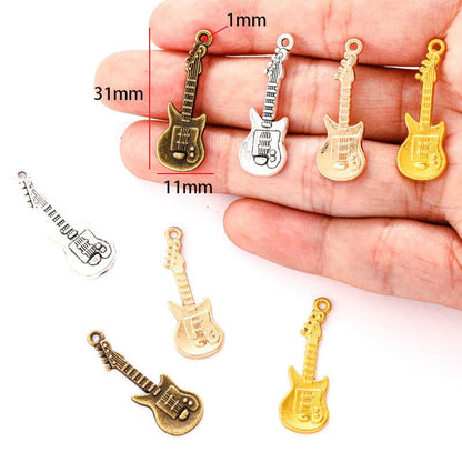 15PCS Guitar Charm for Jewelry Making Findings 11x31mm