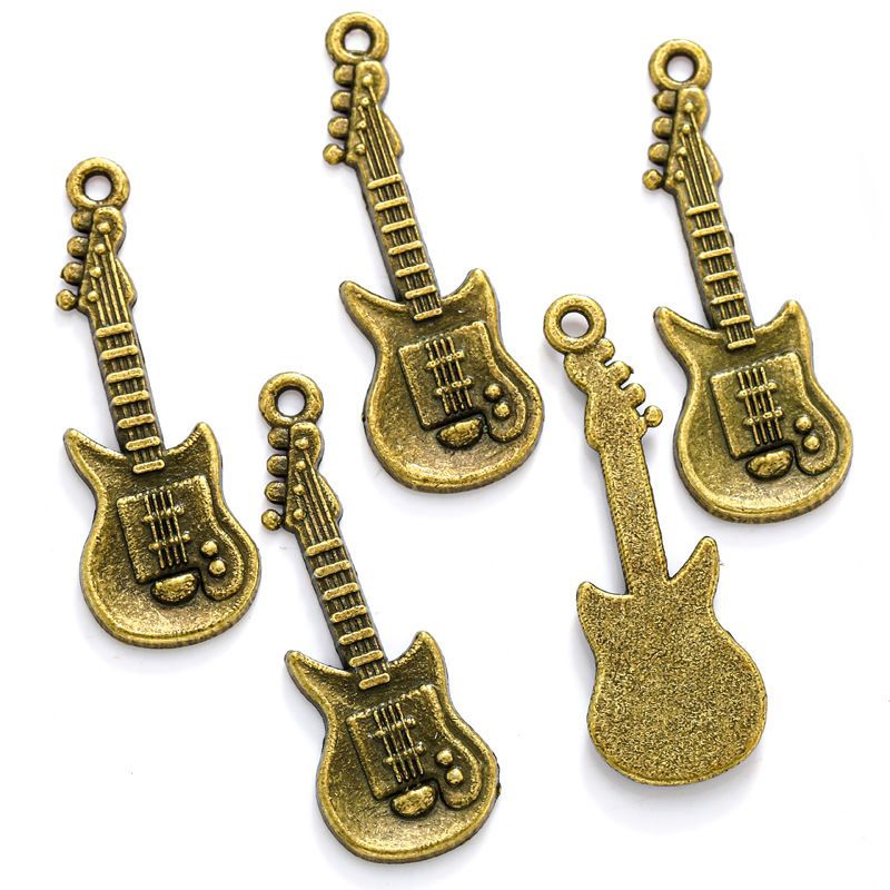 15PCS Guitar Charm for Jewelry Making Findings 11x31mm