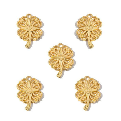 5PCS Ornate Four Leaf Clover Charm for Jewelry Making Findings 19x26mm