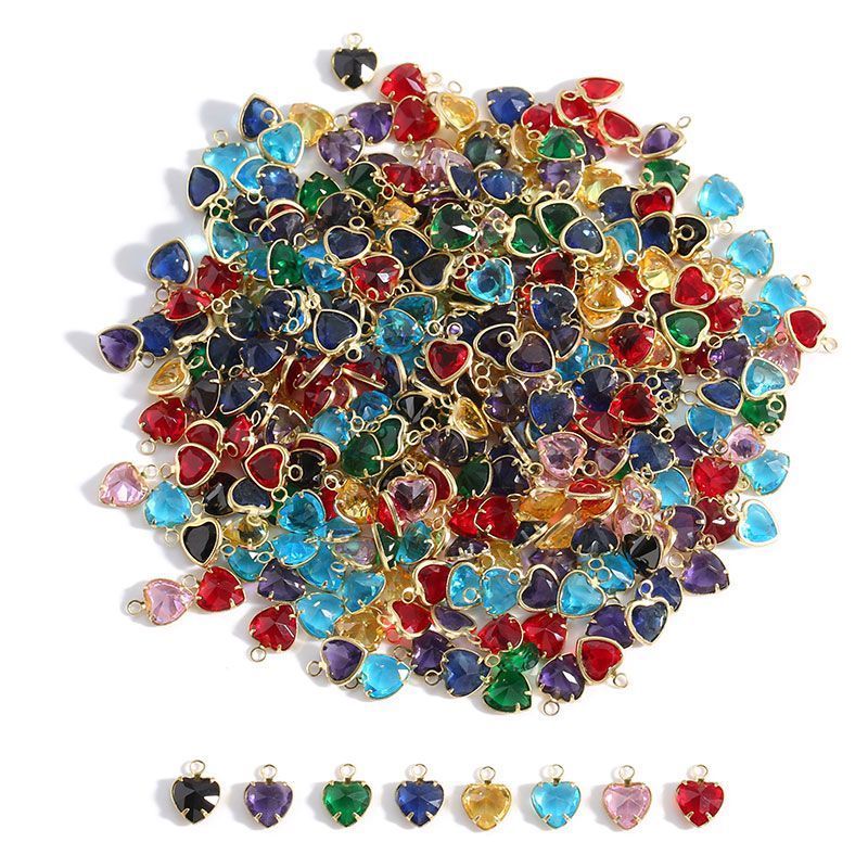 5PCS Color CZ Heart Charm for Jewelry Making Findings