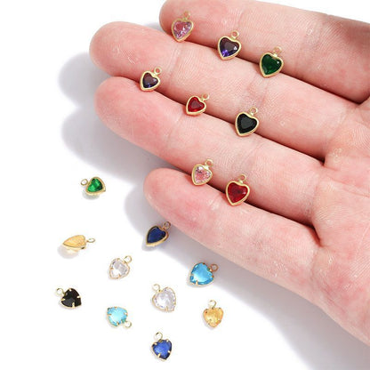 5PCS Color CZ Heart Charm for Jewelry Making Findings