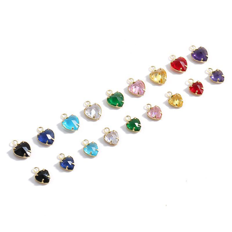 5PCS Color CZ Heart Charm for Jewelry Making Findings