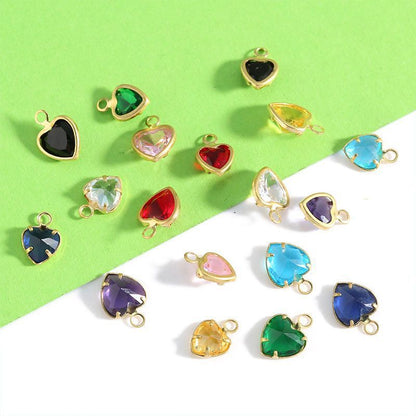 5PCS Color CZ Heart Charm for Jewelry Making Findings