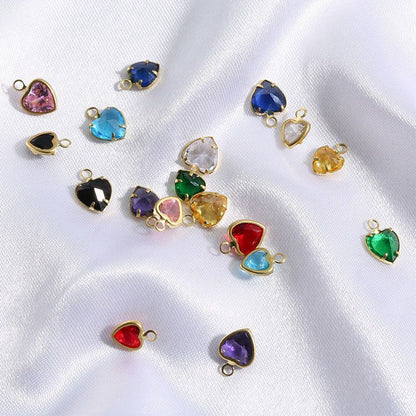5PCS Color CZ Heart Charm for Jewelry Making Findings