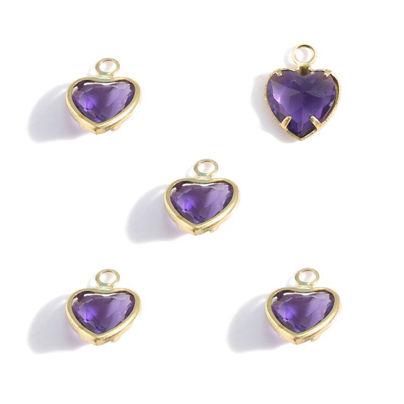 5PCS Color CZ Heart Charm for Jewelry Making Findings