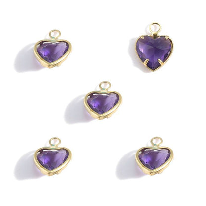 5PCS Color CZ Heart Charm for Jewelry Making Findings