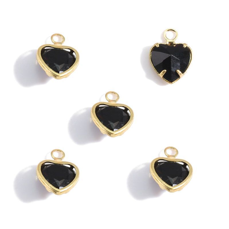 5PCS Color CZ Heart Charm for Jewelry Making Findings