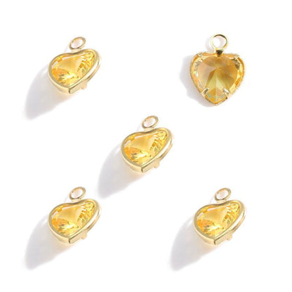 5PCS Color CZ Heart Charm for Jewelry Making Findings