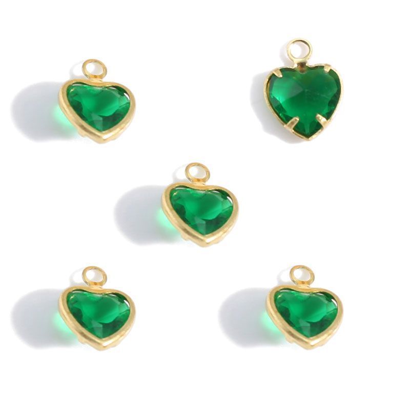 5PCS Color CZ Heart Charm for Jewelry Making Findings