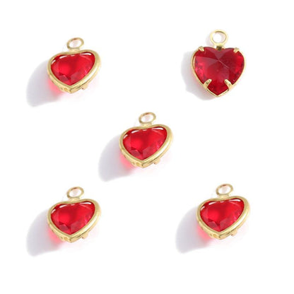 5PCS Color CZ Heart Charm for Jewelry Making Findings