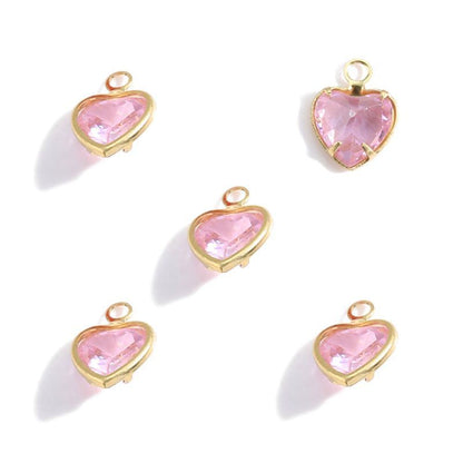 5PCS Color CZ Heart Charm for Jewelry Making Findings