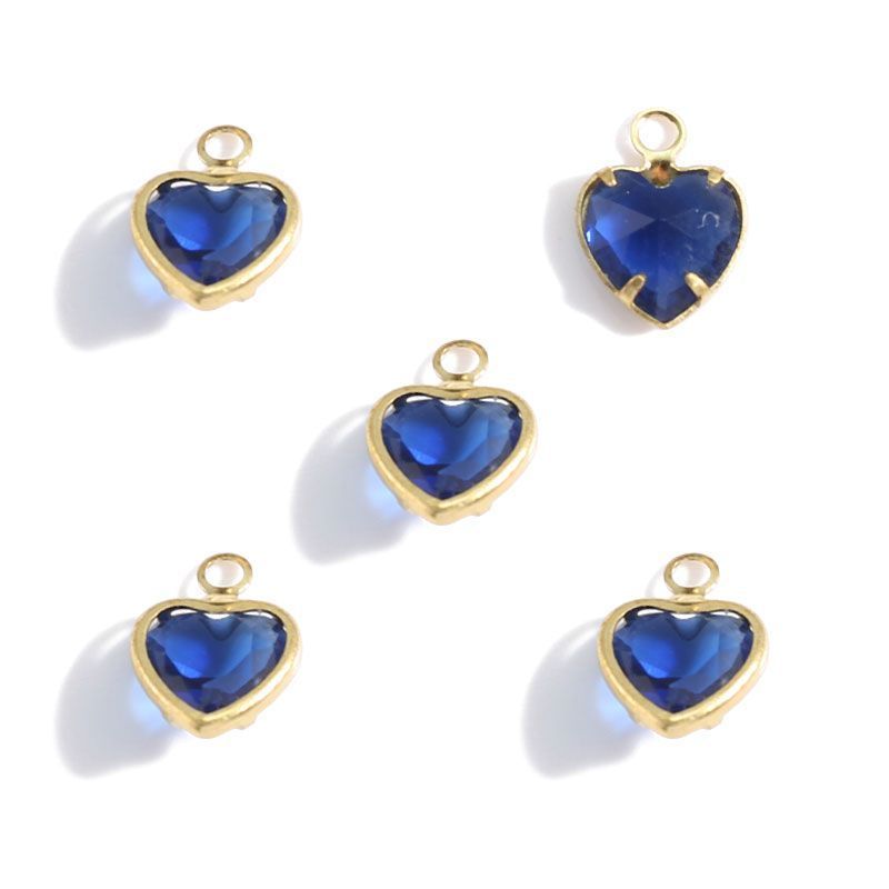5PCS Color CZ Heart Charm for Jewelry Making Findings