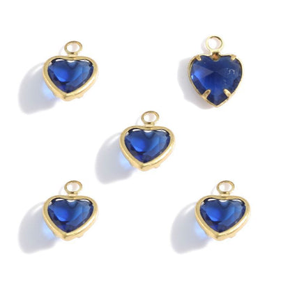 5PCS Color CZ Heart Charm for Jewelry Making Findings