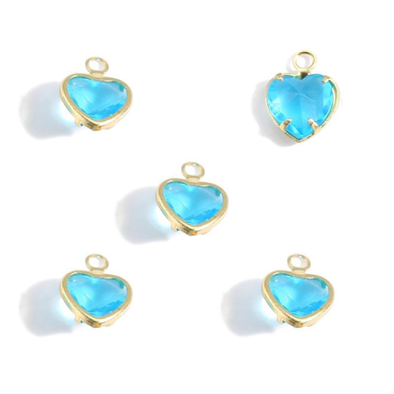5PCS Color CZ Heart Charm for Jewelry Making Findings