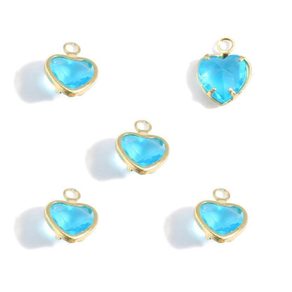 5PCS Color CZ Heart Charm for Jewelry Making Findings