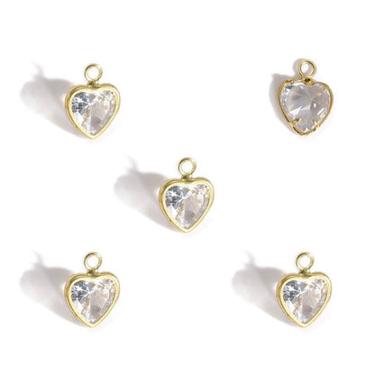 5PCS Color CZ Heart Charm for Jewelry Making Findings
