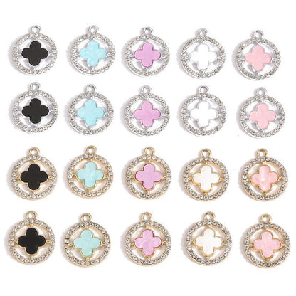 5PCS CZ Clover Collection Charm for Jewelry Making Findings 17x17mm