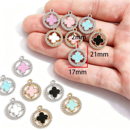 5PCS CZ Clover Collection Charm for Jewelry Making Findings 17x17mm