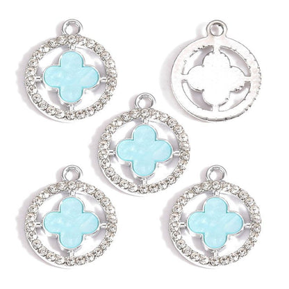 5PCS CZ Clover Collection Charm for Jewelry Making Findings 17x17mm