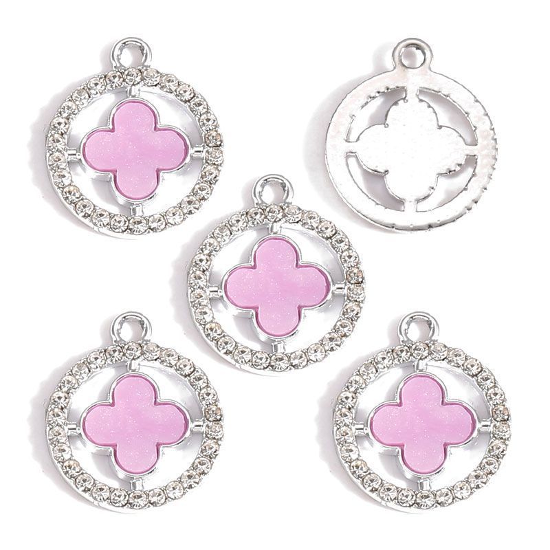 5PCS CZ Clover Collection Charm for Jewelry Making Findings 17x17mm