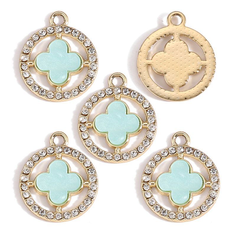 5PCS CZ Clover Collection Charm for Jewelry Making Findings 17x17mm