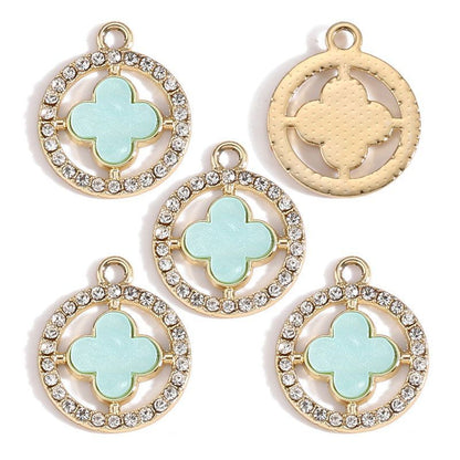 5PCS CZ Clover Collection Charm for Jewelry Making Findings 17x17mm