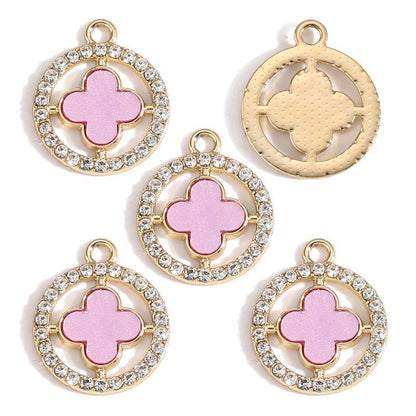 5PCS CZ Clover Collection Charm for Jewelry Making Findings 17x17mm