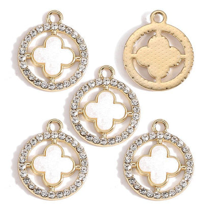 5PCS CZ Clover Collection Charm for Jewelry Making Findings 17x17mm