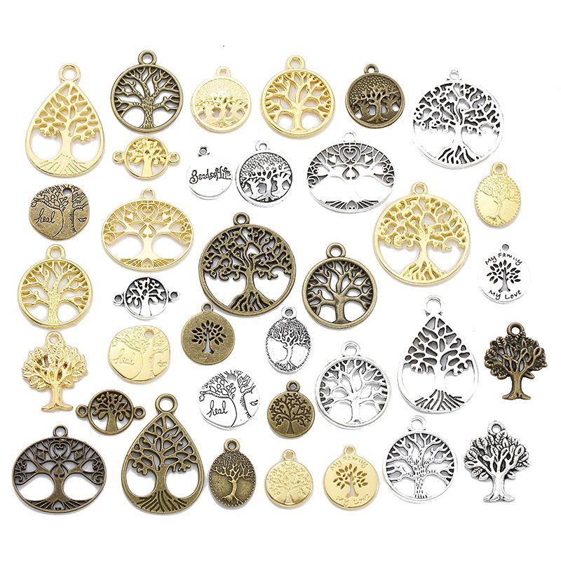36PCS Different Life Tree Charm for Jewelry Making Findings
