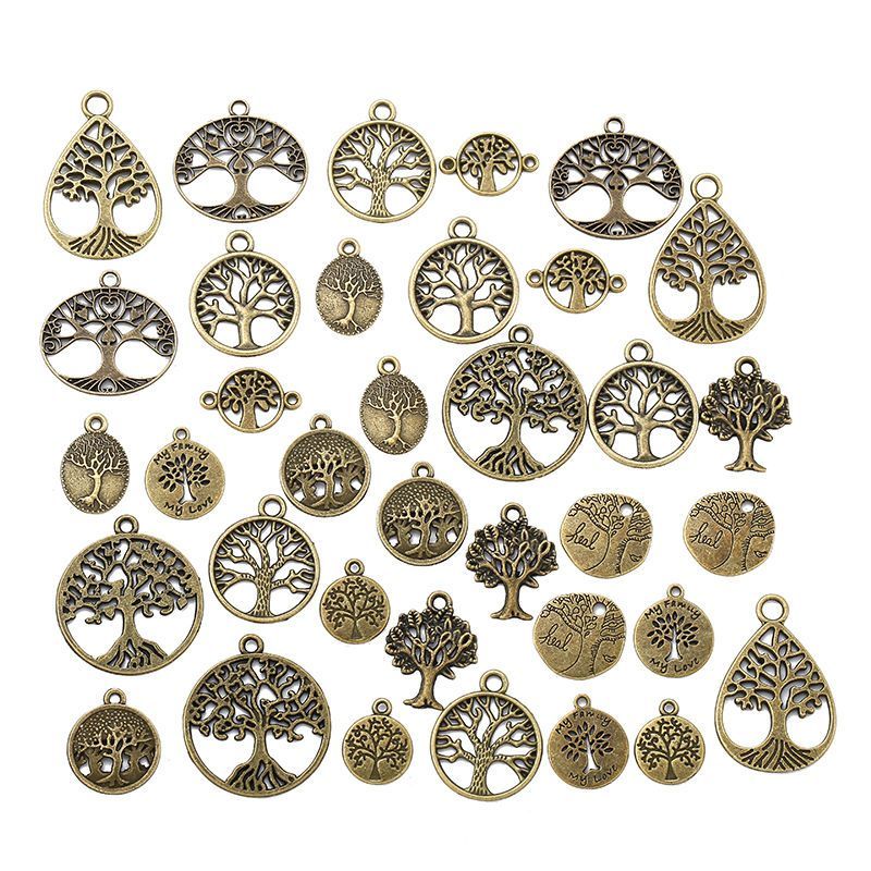 36PCS Different Life Tree Charm for Jewelry Making Findings