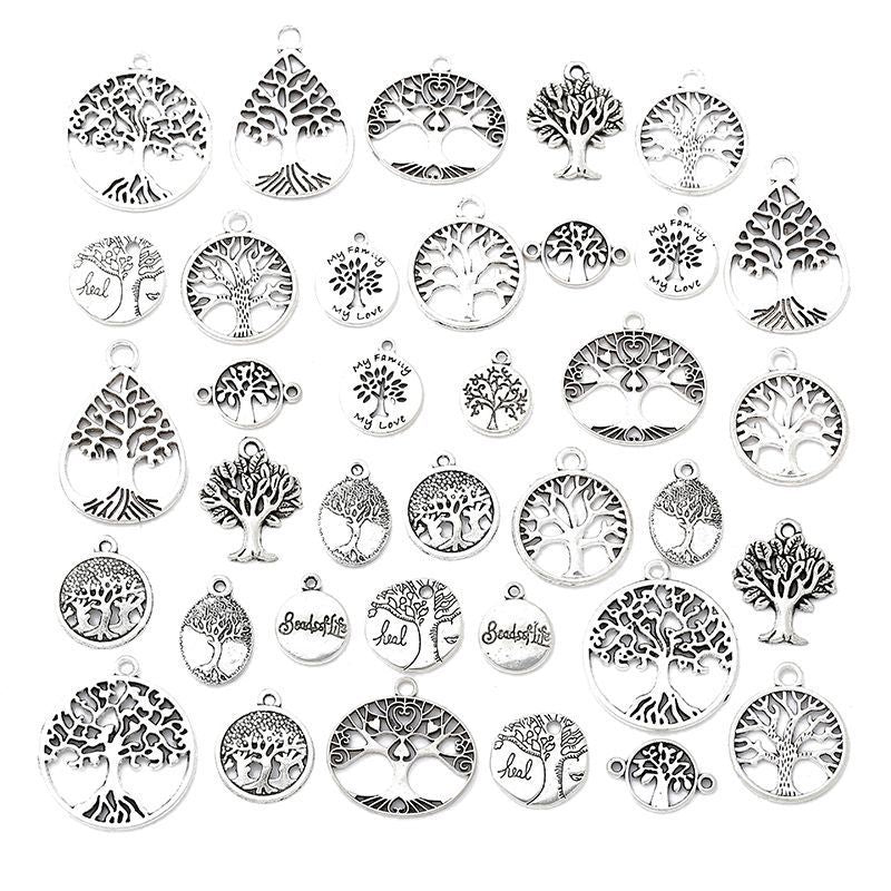 36PCS Different Life Tree Charm for Jewelry Making Findings