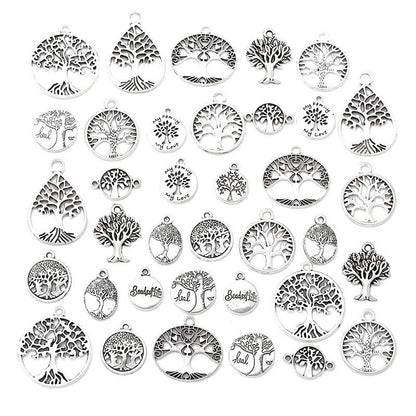 36PCS Different Life Tree Charm for Jewelry Making Findings