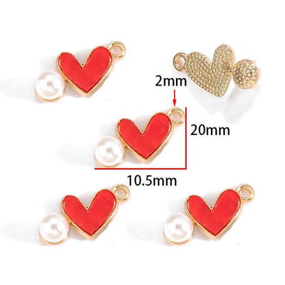 5PCS Colorful Heart With Drop Charm for Jewelry Making Findings
