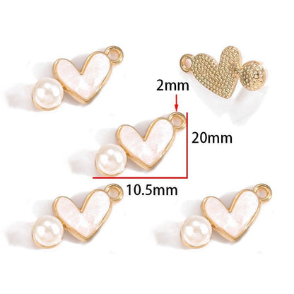 5PCS Colorful Heart With Drop Charm for Jewelry Making Findings