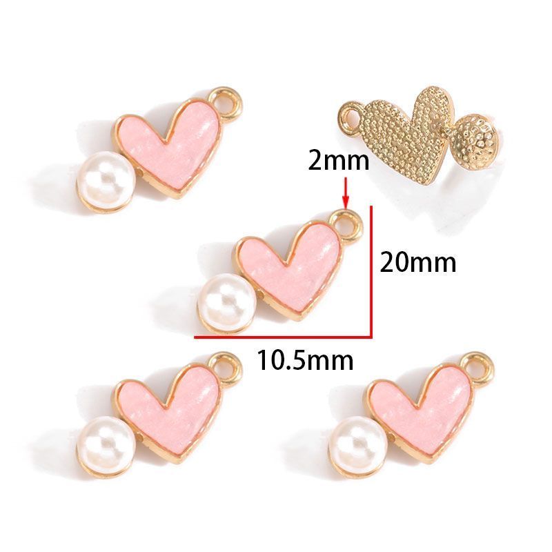 5PCS Colorful Heart With Drop Charm for Jewelry Making Findings