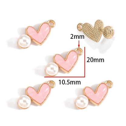 5PCS Colorful Heart With Drop Charm for Jewelry Making Findings