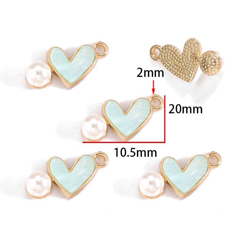 5PCS Colorful Heart With Drop Charm for Jewelry Making Findings