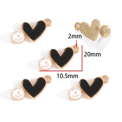 5PCS Colorful Heart With Drop Charm for Jewelry Making Findings