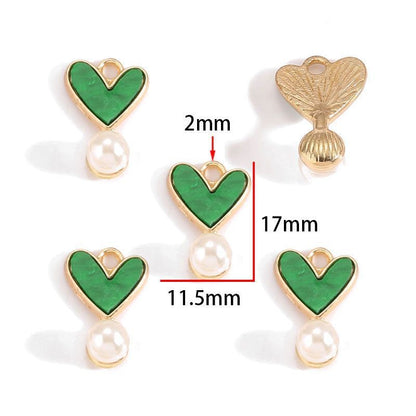 5PCS Colorful Heart With Drop Charm for Jewelry Making Findings